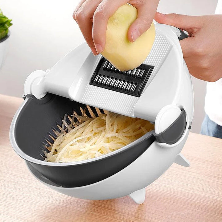 9 In 1 Multi Functional Rotate Fruit Grater Drain Basket